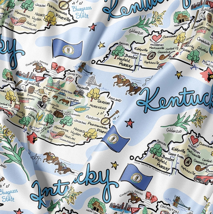 Kentucky Map Long Sleeve Satin Pajmas