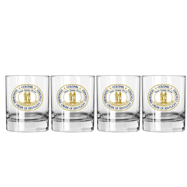 4 Pack Personalized Seal Logo Rocks Glasses