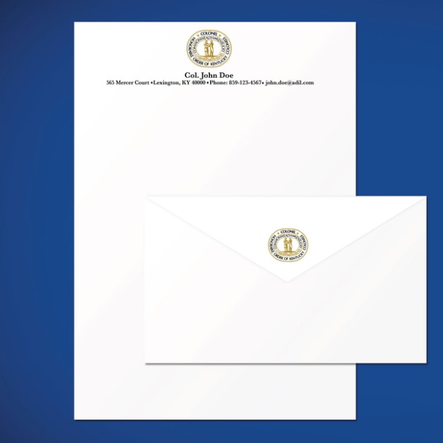 Personalized Kentucky Colonel Seal Logo Stationery Set