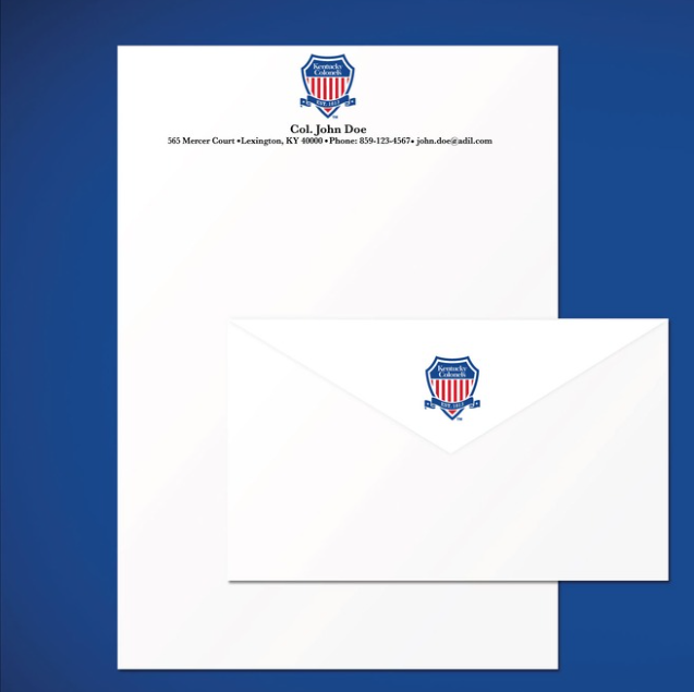 Personalized Kentucky Colonel Shield Logo Stationary Set