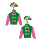 Wild Again Pegasus Jockey Silk Drop Earrings