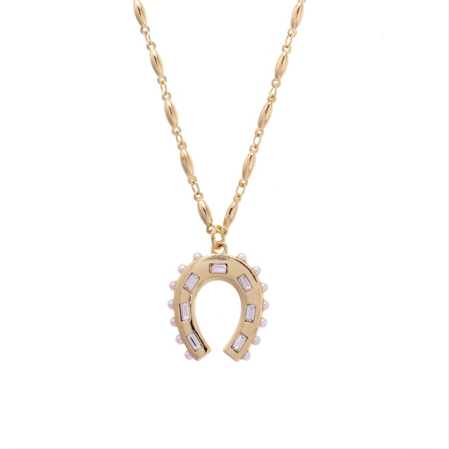 Wild Again Rhinestone Cowgirl Horseshoe Necklace