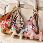 Leather Horse Tassel Scarf Keychain